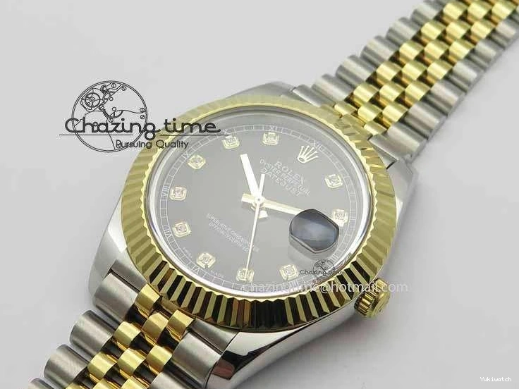 YG Best Edition Diam Maker On DateJust Black Bracelet A2813 BP SS 41mm II Dial Jubilee 0423